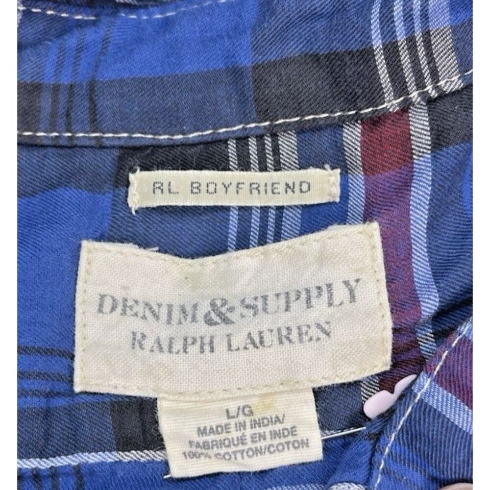 Ralph Lauren NWOT 'Boyfriend' plaid Denim & Supply womens button up shirt Large - Picture 4 of 7